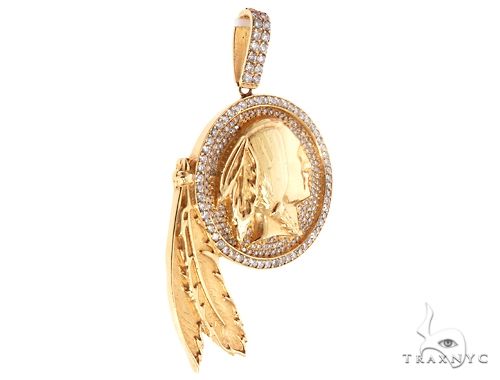 Native American Indian Head Diamond Pendant 64725 - Image 2