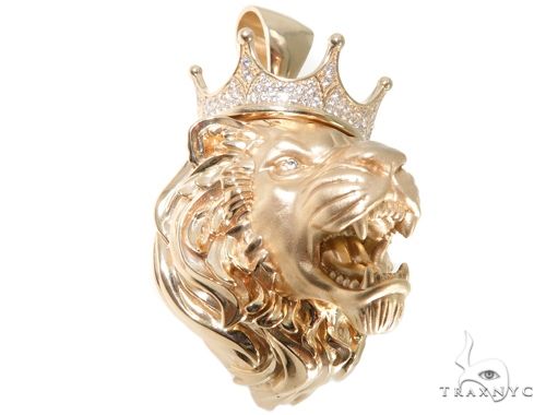 Medium Diamond Lion Head Pendant 64024 - Image 2