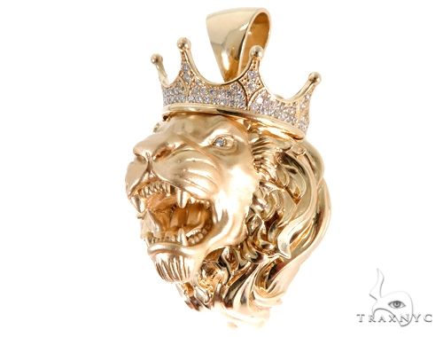 Medium Diamond Lion Head Pendant 64024 - Image 3
