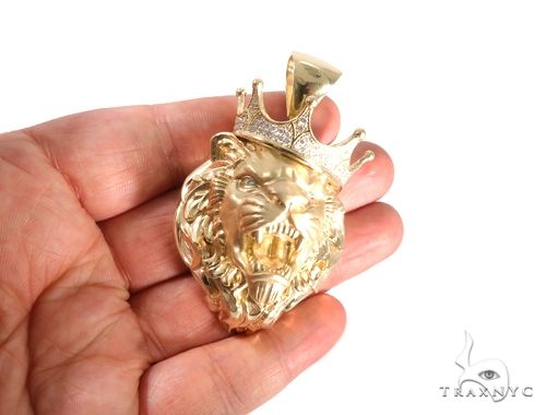Medium Diamond Lion Head Pendant 64024 - Image 6