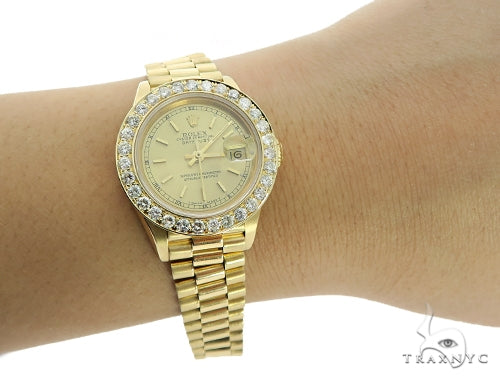 Diamond Rolex Datejust Lady Yellow Gold Watch 56565 - Image 11