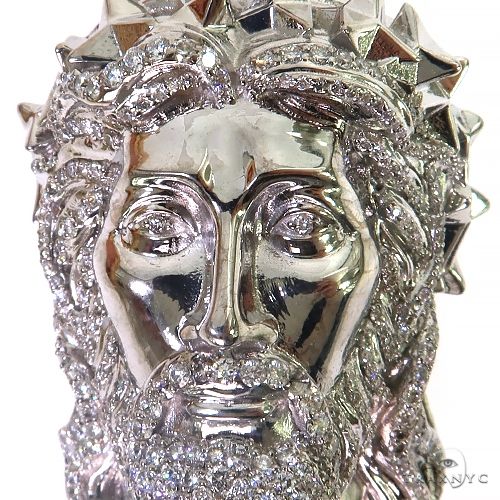 Diamond Spikes Crown Jesus Head Pendant 69149
