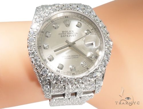 Custom Fully Iced Out Datejust Rolex Watch 64126 - Image 10