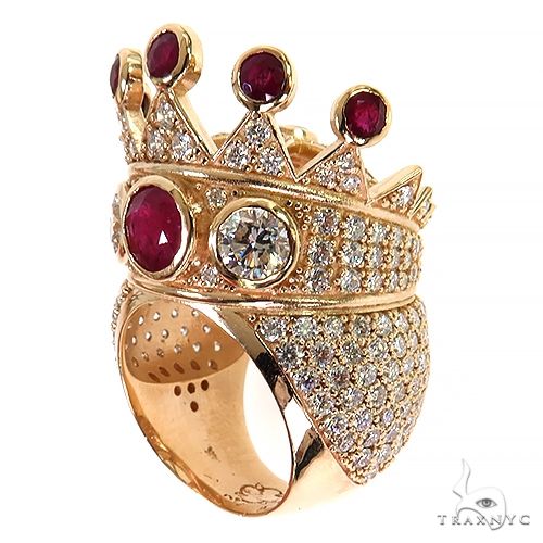 Diamond With Ruby Recreated  Tupac Crown Ring 69132 - Image 2