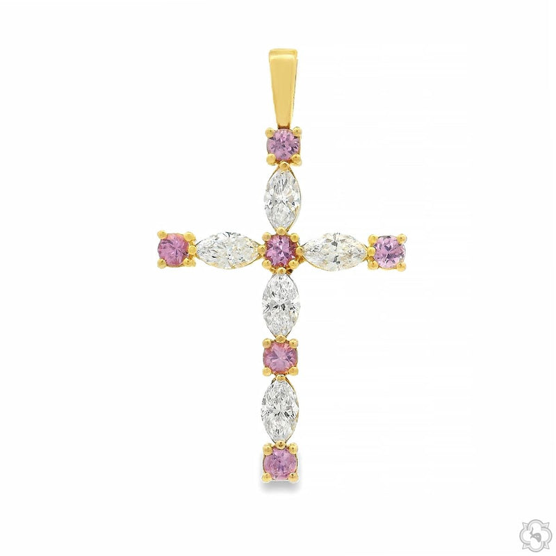 Divine Pink Sapphire Marquise Cross 70772 - Image 1