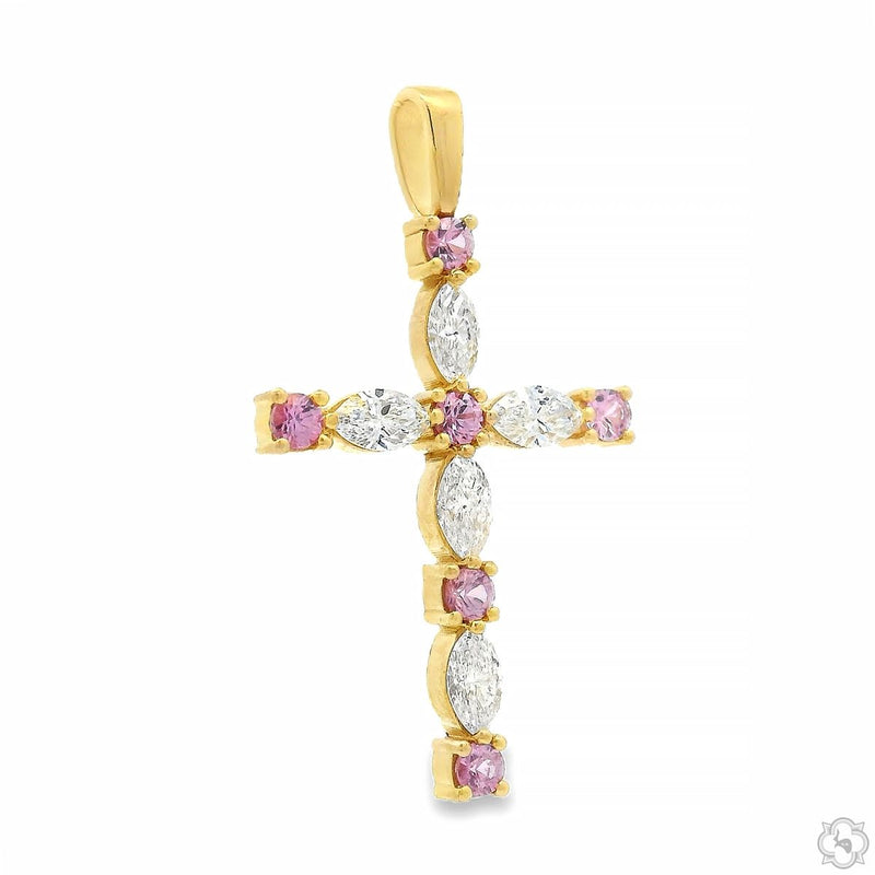 Divine Pink Sapphire Marquise Cross 70772 - Image 2