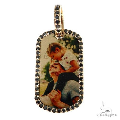 Dog Tag Black Diamond Frame Photo Pendant 67908 - Image 1