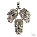 .925 Silver See No Evil, Hear No Evil, Speak No Evil Skull Pendant 67697 - Image 1