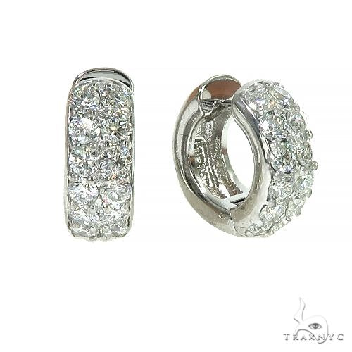 Double Row Diamond Hoop Huggie Earrings 66952 - Image 2