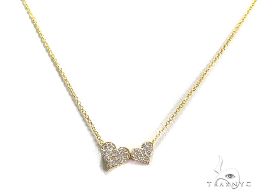 Double Cute Heart Diamond Necklace 40808 - Image 1