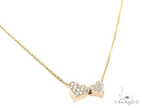 Double Cute Heart Diamond Necklace 40808 - Image 2