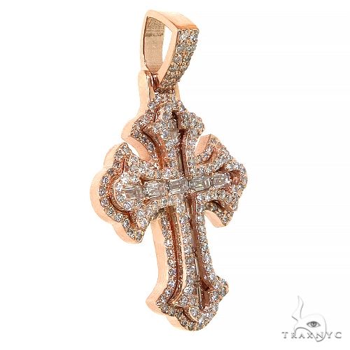 Emerald Cut Diamond Cross Pendant 68542 - Image 2