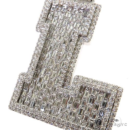 Emerald Cut Diamond Initial Pendant 68897 - Image 3