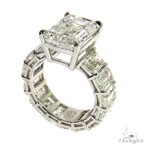 Emerald Cut Eternity Diamond Engagement Ring Lab 69140 - Image 1