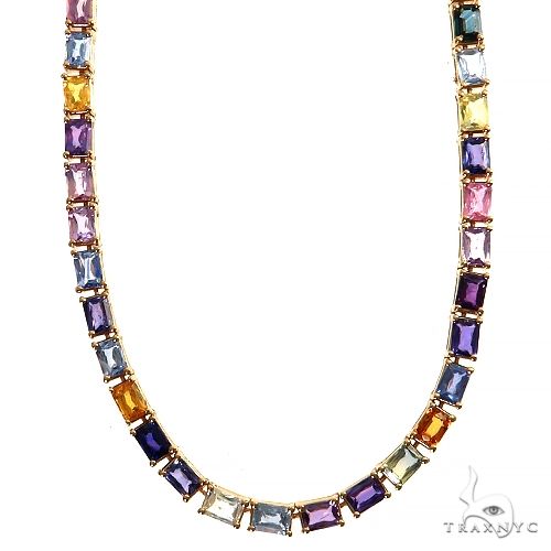 Emerald Cut Rainbow Tennis Chain 69475 - Image 1