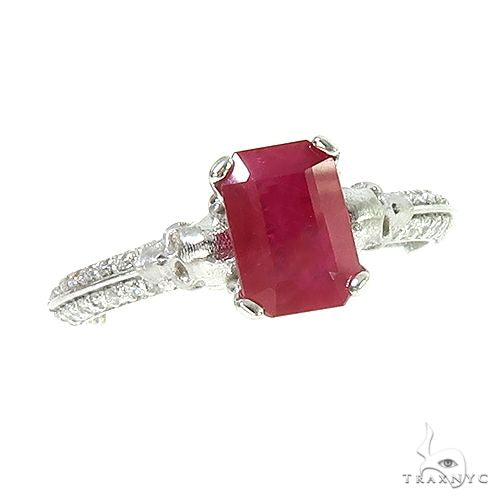 Emerald Cut Ruby Engagement Ring 66757 - Image 2