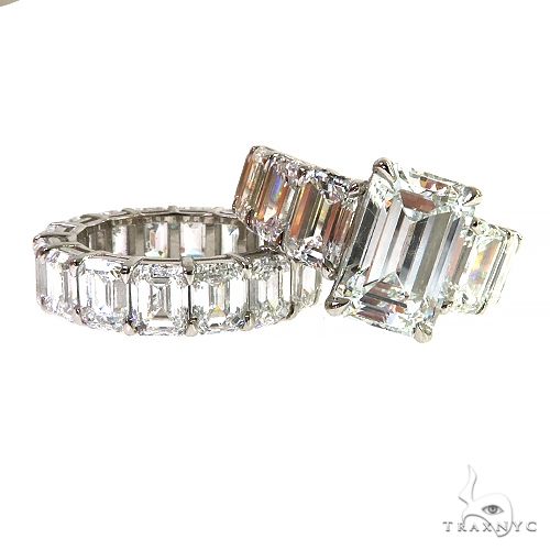 Emerald Diamond Eternity Engagement Ring 69650 - Image 1