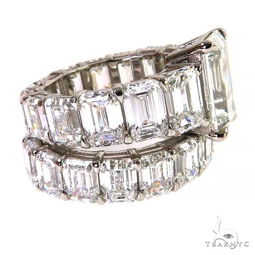 Emerald Diamond Eternity Engagement Ring 69650 - Image 3