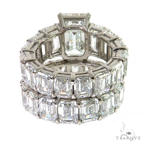 Emerald Diamond Eternity Engagement Ring 69650 - Image 4