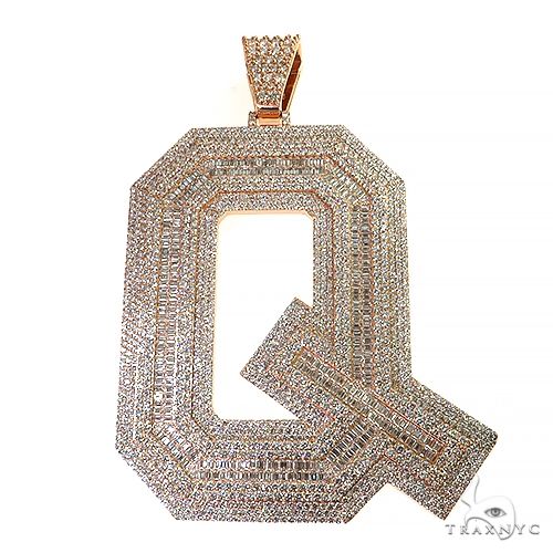 Emerald Diamond Initial Pendant -XXL- Lab 69327 - Image 1