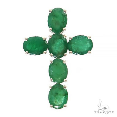 Emerald Enchantment Sacred Cross Pendant .925 Silver 69593 - Image 1