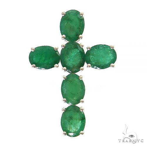 Emerald Enchantment Sacred Cross Pendant .925 Silver 69593 - Image 1