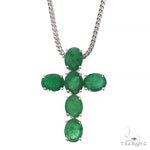 Emerald Enchantment Sacred Cross Pendant Set .925 Silver 69681 - Image 1