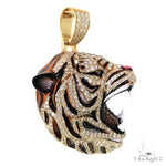 Enameled Tiger Head Diamond Pendant 68899 - Image 2