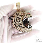 Enameled Tiger Head Diamond Pendant 68899 - Image 7