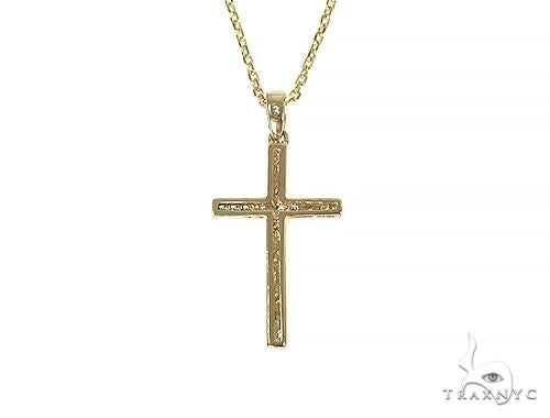 Fancy Oval Round Cut Diamond Cross Set 66285 - Image 3