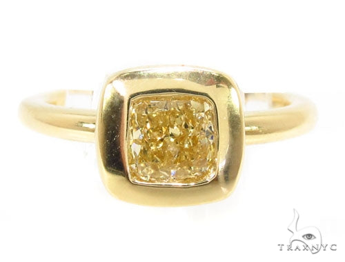 Fancy Yellow Cushion Cut Diamond Ring 36638 - Image 2
