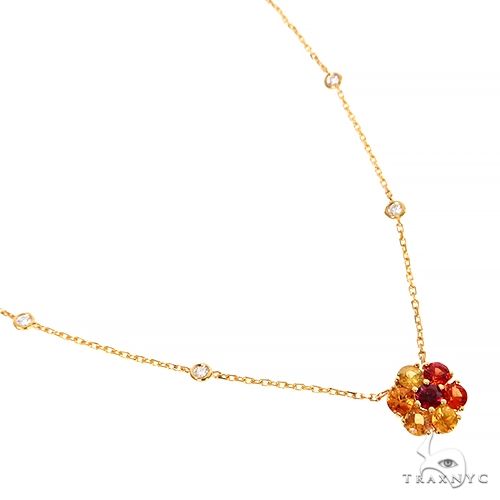 Fire Sapphire Diamond Flower Necklace 67408 - Image 2