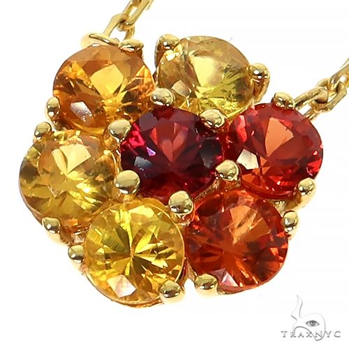 Fire Sapphire Diamond Flower Necklace 67408 - Image 3