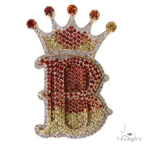 Fire Sapphire Initial Crown Pendant 69528 - Image 1