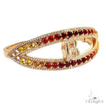 Fire Sapphire Initial Diamond Bangel Bracelet 69527 - Image 2