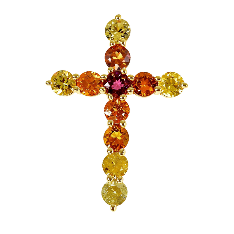 Fire Sapphire Cross Pendant 67005