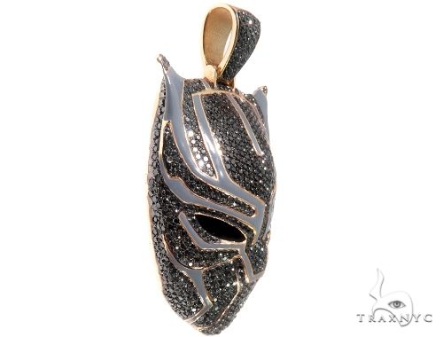 Flower Set Diamond Black Panther Mask Pendant 64373 - Image 2