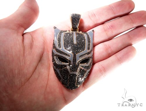 Flower Set Diamond Black Panther Mask Pendant 64373 - Image 9