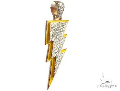 Flower Set Diamond Custom Lightning Bolt Pendant 64170 - Image 2