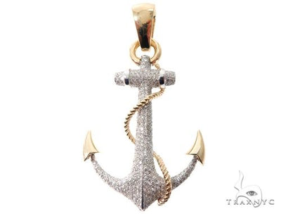 Flower Set Diamonds Anchor Charm Pendant 64073 - Image 1