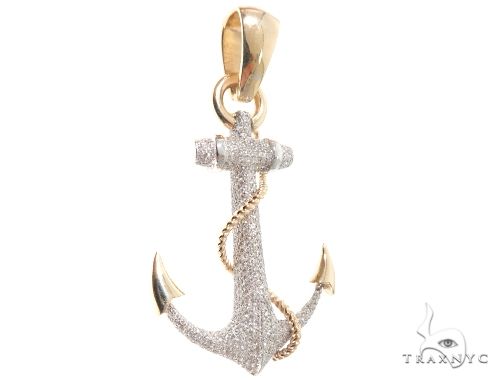 Flower Set Diamonds Anchor Charm Pendant 64073 - Image 2