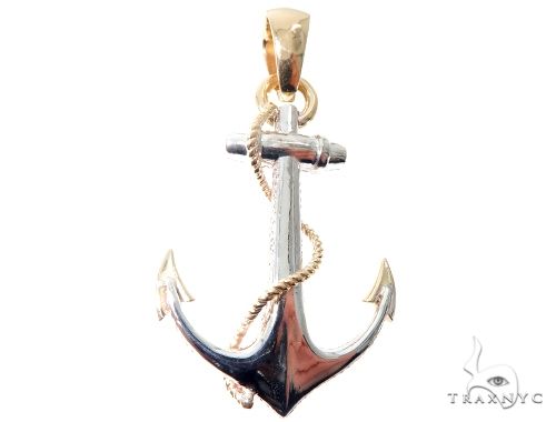 Flower Set Diamonds Anchor Charm Pendant 64073 - Image 3