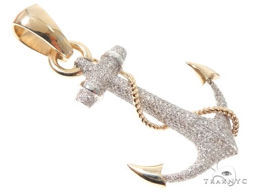 Flower Set Diamonds Anchor Charm Pendant 64073 - Image 8