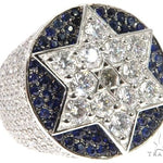 Flower Set Russian Cut Diamond Star of David Platinum Ring 64169 - Image 1