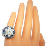 Flower Set Russian Cut Diamond Star of David Platinum Ring 64169 - Image 11