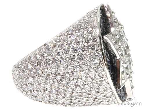 Flower Set Russian Cut Diamond Star of David Platinum Ring 64169 - Image 7