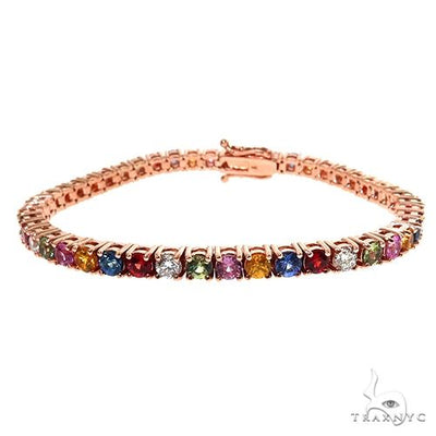 Fruit Loop Sapphire Diamond Tennis Chain Bracelet 67575 - Image 1