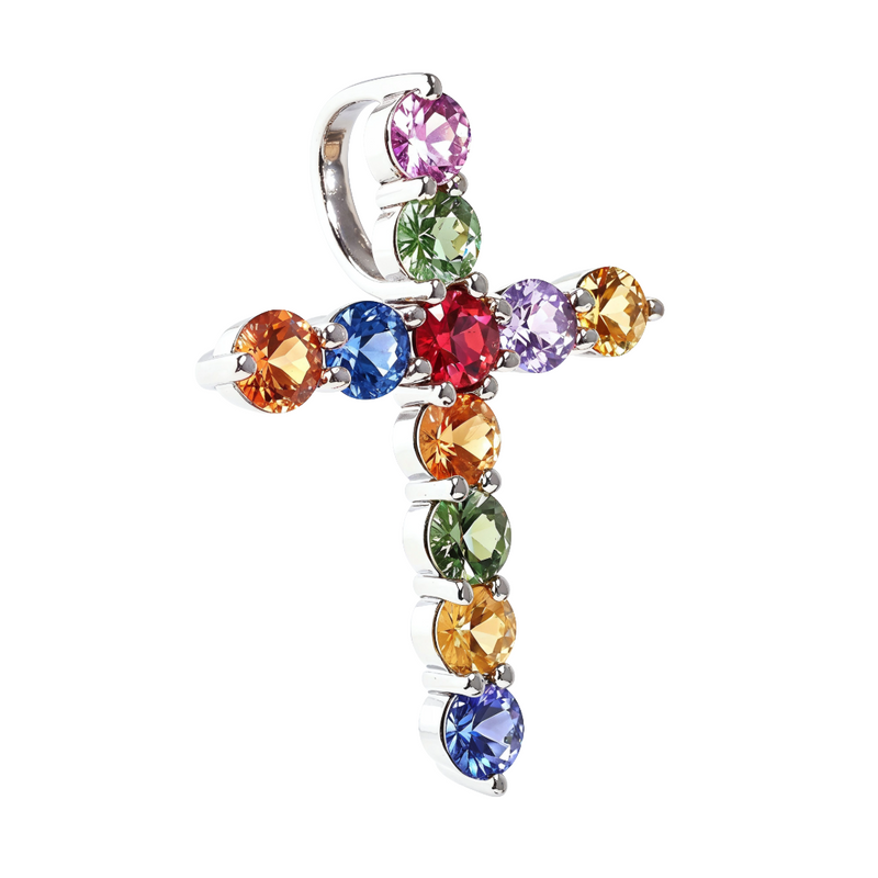 Fruit Loop Sapphire Cross Pendant 66990