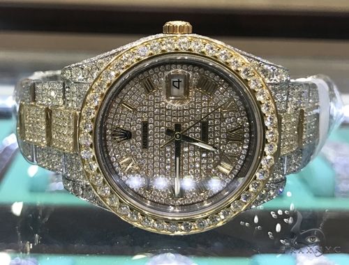 Fully Iced 41mm Two Tone Stainless Steel and 18K Yellow Gold Datejust II Rolex Watch 63896 - Image 3