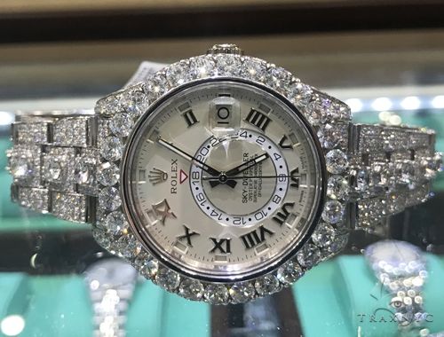 Fully Iced White Gold Sky-Dweller Rolex Watch 63897 - Image 2